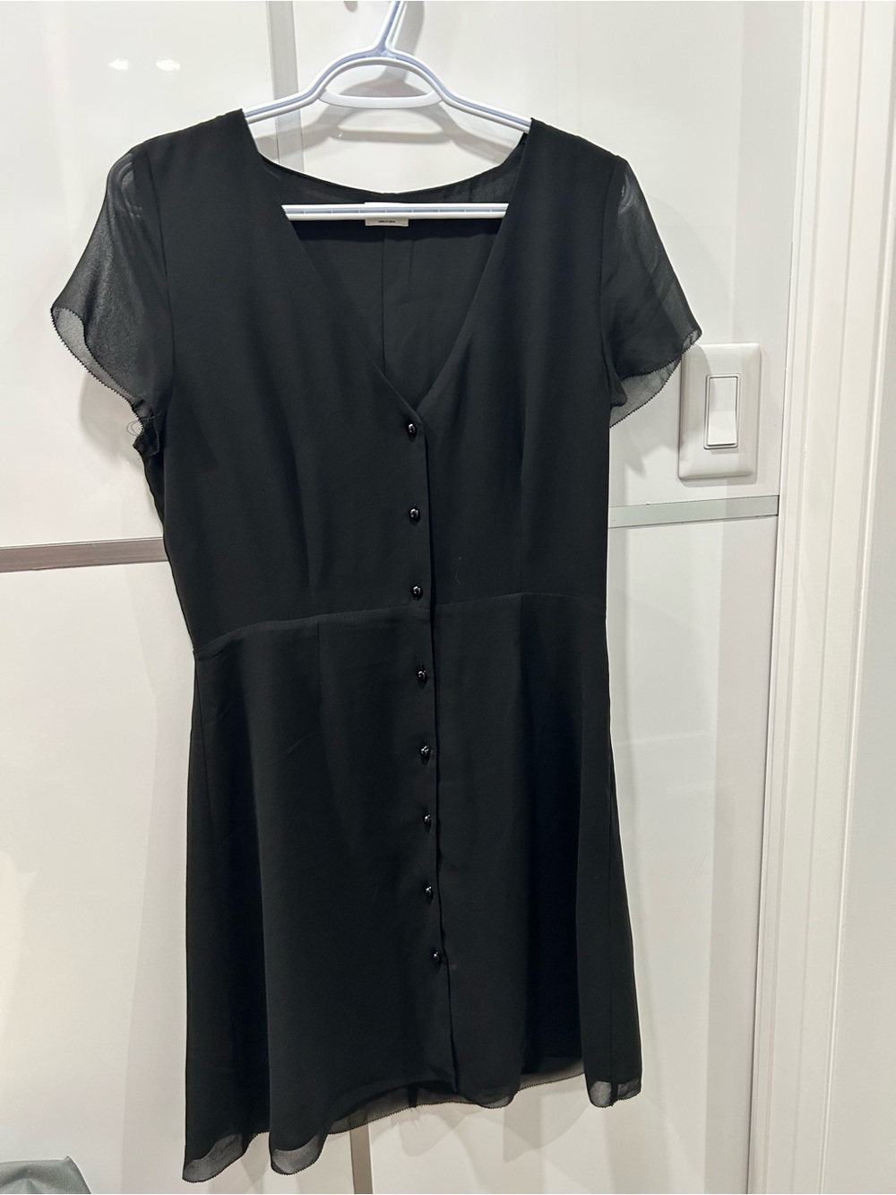 Wilfred Black V-Neck Button-Front Mini Dress